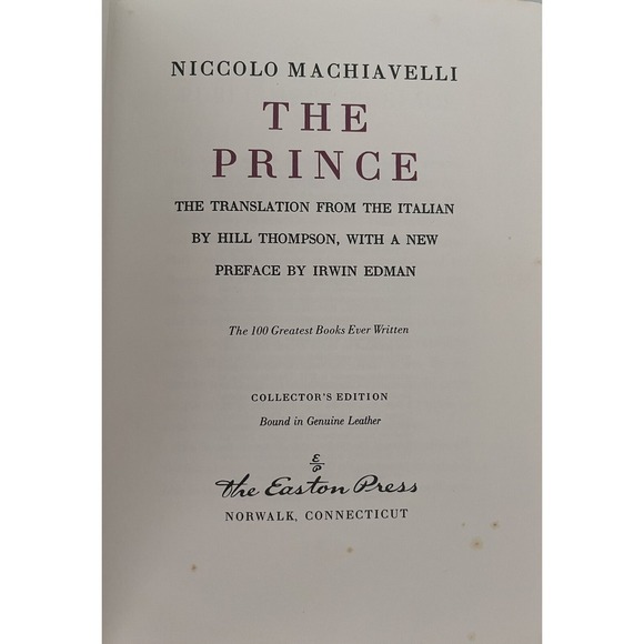 the Prince by Niccolo Machiavelli‎ EASTON PRESS Leather - Philosophy - Picture 3 of 8